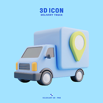 PSD 아이콘 하늘색 사람없음 3D아이콘 3D 배송 택배 위치 탑차 편집3D 파란색 트럭 운송업 디지털합성 파일형식