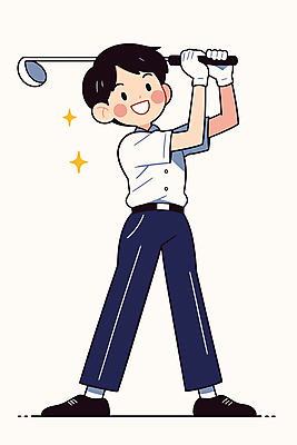 전신 남자 장갑 골프 일러스트 청소년 한명 웃음 들기 반짝임 골프채 골퍼 프로 십대남자한명만 일러캐릭터 AI파일 캐릭터 1 잡화 모션 운동선수 골프용품 표정 사람 구기 남자한명만 십대남자만 파일형식 벡터