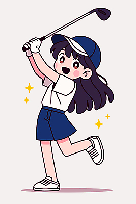 전신 여자 장갑 골프 일러스트 청소년 한명 웃음 들기 반짝임 골프채 골퍼 다리들기 프로 십대여자한명만 일러캐릭터 AI파일 캐릭터 1 잡화 모션 운동선수 골프용품 표정 사람 구기 여자한명만 십대여자만 파일형식 벡터