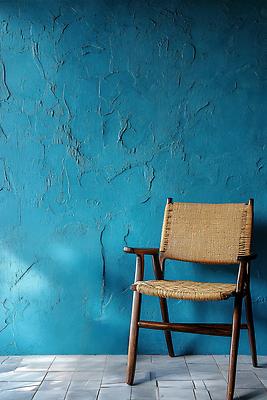 JPG 무료이미지 편집이미지 벽 의자 사람없음 파란색 빛 질감 편집실사 AI포토 AI콘텐츠 컬러 가구 CG 파일형식