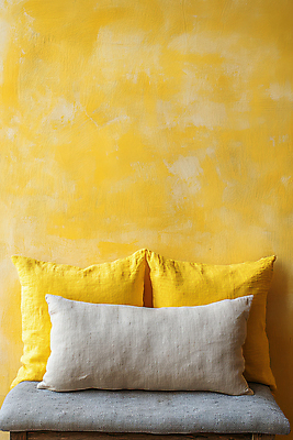 JPG 무료이미지 편집이미지 벽 쿠션 의자 베개 사람없음 노란색 질감 편집실사 AI포토 AI콘텐츠 컬러 가구 침구 CG 파일형식