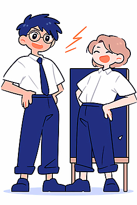 전신 여자 남자 허리손 일러스트 직장 대화 미소 웃음 정장 성인 두명 파란색 칠판 직장인 활기 성인만 안경낌 국내일러스트 AI파일 직업 옷 안경 컬러 포즈 컨셉 회사 표정 말하기 사람 파일형식 벡터