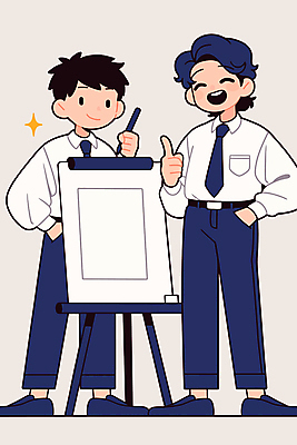 전신 남자 일러스트 직장 대화 미소 들기 정장 성인 두명 반짝임 펜 가리킴 직장인 주머니손 화이트보드 활기 성인남자만 국내일러스트 AI파일 직업 옷 컨셉 회사 모션 표정 말하기 사람 손짓 필기구 남자만 성인만 파일형식 벡터