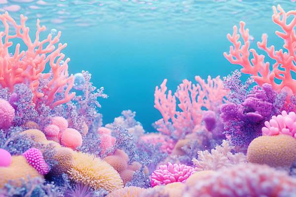 JPG 편집이미지 물결 바다 자연 밝음 사람없음 컬러풀 바닷속 산호초 편집실사 AI컴퓨터그래픽 AI콘텐츠 컬러 수중 수중식물 CG 생태계 파일형식