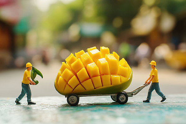 JPG 편집이미지 남자 과일 들기 성인 두명 농장 미니어처 운반 농부 안전모 보케 망고 수레끌기 성인남자만 편집실사 AI포토 AI콘텐츠 직업 농업 모션 사람 모형 당기기 헬멧 안전장비 CG 열대과일 남자만 성인만 파일형식