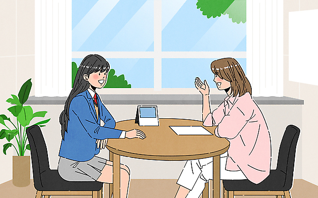 여자 교복 화분 의자 일러스트 창문 청소년 고등학생 고등학교 웃음 앉기 성인 두명 스쿨라이프 교사 상담 원형탁자 여자만 국내일러스트 AI파일 직업 학생 라이프스타일 옷 가구 학교 모션 탁자 표정 사람 파일형식 벡터