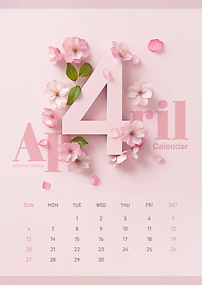 PSD 편집이미지 꽃잎 예술 잎 사람없음 봄 달력 벚꽃 4월 연분홍색 편집소스 2025년 이미지편집 식물 계절 꽃 분홍색 날짜 연도 파일형식