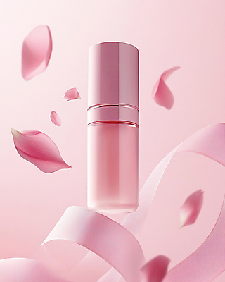 JPG 편집이미지 꽃잎 리본 분홍색 유리병 사람없음 봄 화장품 벚꽃 피부관리 목업 편집실사 AI포토 AI콘텐츠 계절 꽃 컬러 병_용기 뷰티 CG 파일형식