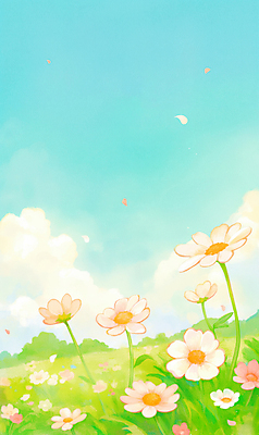 JPG 구름 꽃 잎 일러스트 자연 하늘 사람없음 초록색 봄풍경 국내일러스트 AI일러스트 AI콘텐츠 자연요소 식물 컬러 풍경 봄 생태계 파일형식