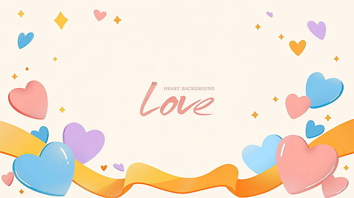 PSD 리본 일러스트 프레임 사랑 사람없음 반짝임 컬러풀 로맨틱 하트백그라운드 카피스페이스 국내일러스트 감정 컬러 백그라운드 컨셉 모션 공백 하트 파일형식