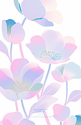 PSD 꽃 잎 일러스트 사람없음 빛 컬러풀 심플 홀로그램 국내일러스트 식물 컬러 파일형식