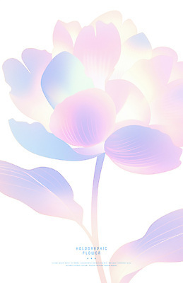 PSD 꽃 잎 일러스트 사람없음 빛 컬러풀 심플 홀로그램 국내일러스트 식물 컬러 파일형식