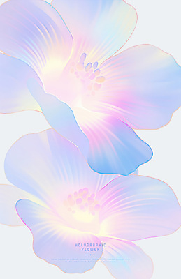 PSD 꽃 일러스트 사람없음 빛 컬러풀 심플 홀로그램 국내일러스트 식물 컬러 파일형식