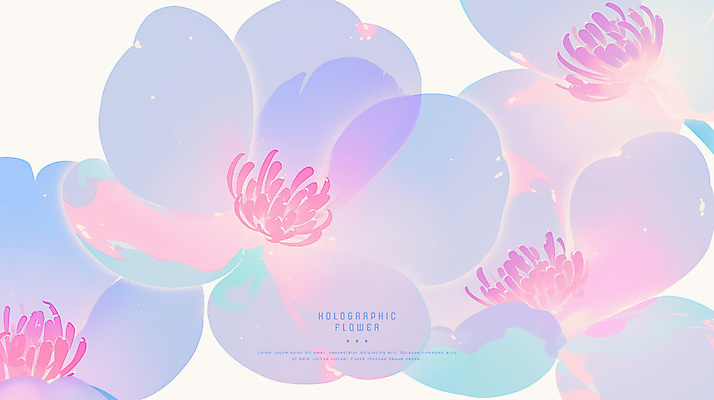 PSD 꽃 일러스트 사람없음 빛 컬러풀 심플 홀로그램 국내일러스트 식물 컬러 파일형식