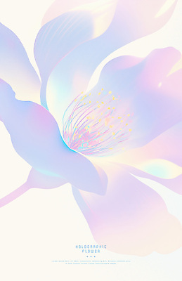PSD 꽃 일러스트 사람없음 빛 컬러풀 심플 홀로그램 국내일러스트 식물 컬러 파일형식