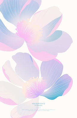 PSD 꽃 일러스트 사람없음 빛 컬러풀 심플 홀로그램 국내일러스트 식물 컬러 파일형식
