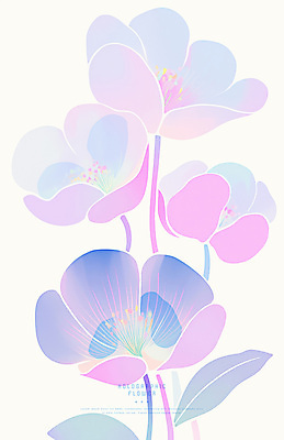 PSD 꽃 잎 일러스트 사람없음 빛 컬러풀 심플 홀로그램 국내일러스트 식물 컬러 파일형식