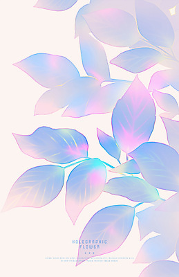 PSD 잎 일러스트 사람없음 빛 컬러풀 심플 홀로그램 국내일러스트 식물 컬러 파일형식