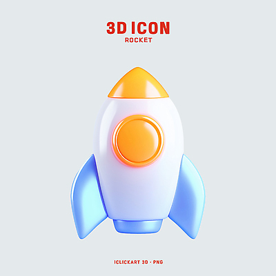 PSD 아이콘 과학 하늘색 사람없음 3D아이콘 노란색 3D 우주 로켓 광택 편집3D 컬러 파란색 디지털합성 파일형식