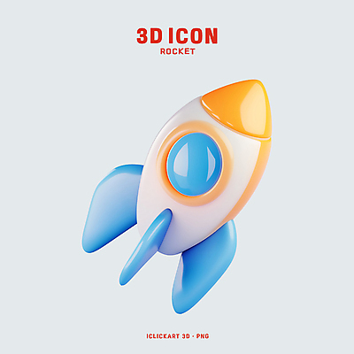 PSD 아이콘 과학 하늘색 사람없음 3D아이콘 노란색 3D 우주 로켓 광택 편집3D 컬러 파란색 디지털합성 파일형식