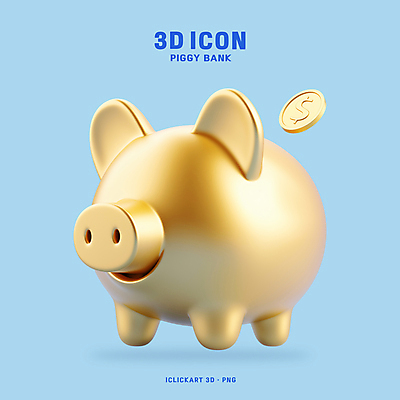 PSD 아이콘 사람없음 3D아이콘 3D 동전 저축 돼지저금통 금색 편집3D 컬러 돈 금융 저금통 디지털합성 파일형식
