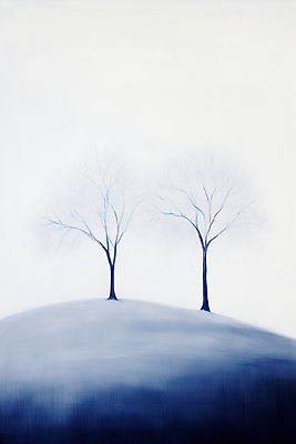 JPG 나무 겨울 일러스트 풍경 사람없음 안개 언덕 감성 두그루 흐림 국내일러스트 AI일러스트 AI콘텐츠 식물 계절 컨셉 2 날씨 파일형식