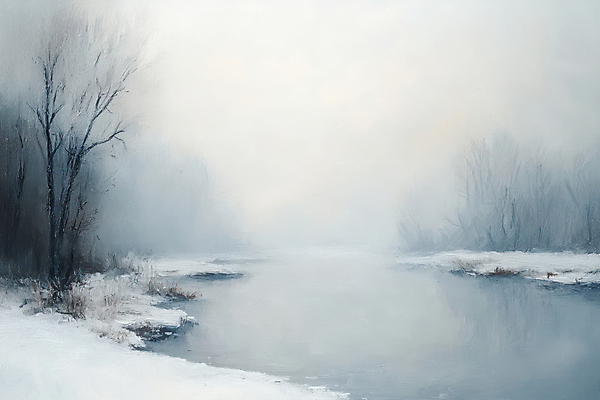 JPG 나무 겨울 일러스트 자연 하늘 사람없음 물 강 눈 감성 흐림 국내일러스트 AI일러스트 AI콘텐츠 자연요소 식물 계절 컨셉 날씨 생태계 파일형식