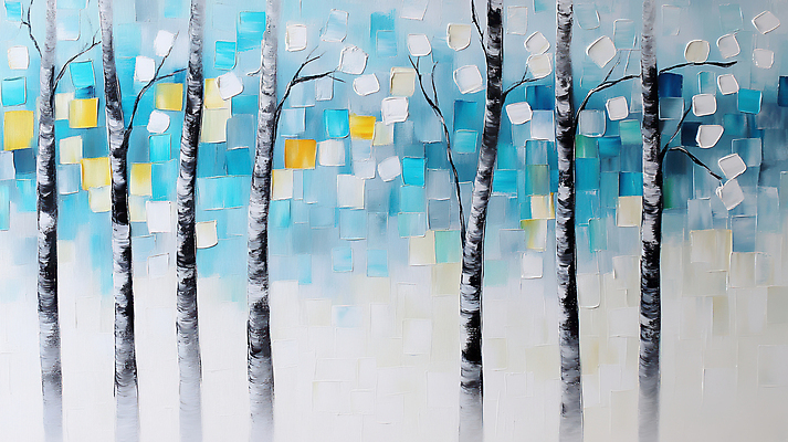 JPG 나무 편집이미지 하늘색 겨울 붓터치 사람없음 숲 질감 유화 유화물감 편집실사 식물 계절 미술 파란색 물감 CG 파일형식