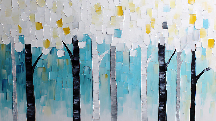 JPG 나무 편집이미지 하늘색 겨울 붓터치 사람없음 숲 질감 유화 유화물감 편집실사 식물 계절 미술 파란색 물감 CG 파일형식