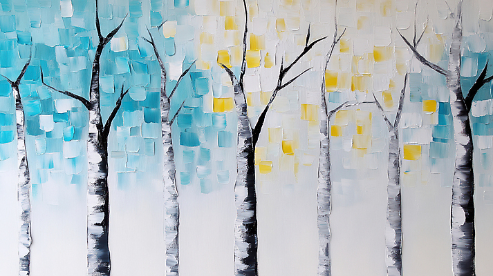 JPG 나무 편집이미지 하늘색 겨울 붓터치 사람없음 숲 질감 유화 유화물감 편집실사 식물 계절 미술 파란색 물감 CG 파일형식