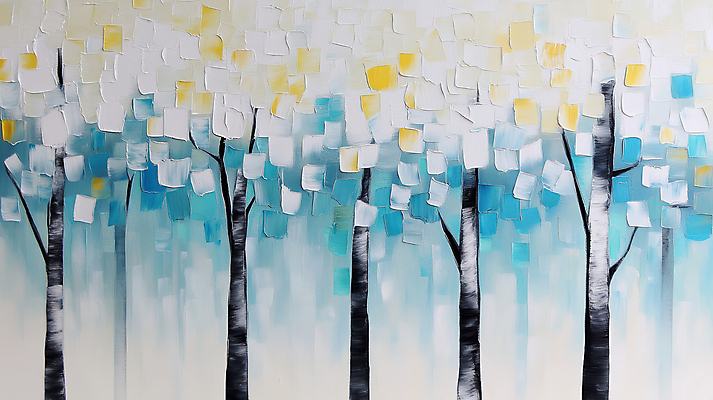 JPG 나무 편집이미지 하늘색 겨울 붓터치 사람없음 숲 질감 유화 유화물감 편집실사 식물 계절 미술 파란색 물감 CG 파일형식