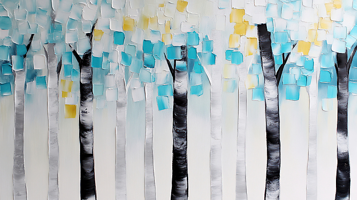 JPG 나무 편집이미지 하늘색 겨울 붓터치 사람없음 숲 질감 유화 유화물감 편집실사 식물 계절 미술 파란색 물감 CG 파일형식