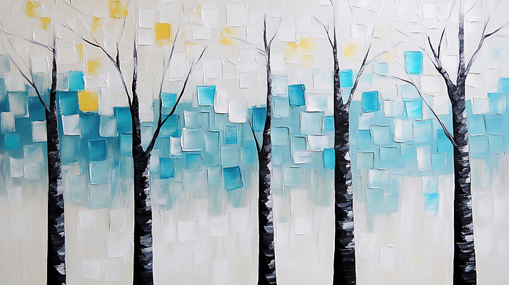 JPG 나무 편집이미지 하늘색 겨울 붓터치 사람없음 숲 질감 유화 유화물감 편집실사 식물 계절 미술 파란색 물감 CG 파일형식