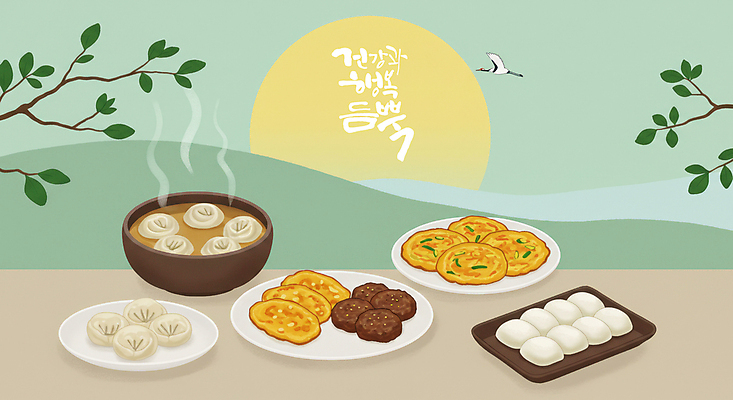 PSD 편집이미지 나뭇잎 산 떡 건강 사람없음 설날 태양 학 나뭇가지 전 만두 명절음식 그라데이션 떡갈비 만두국 이미지편집 자연요소 나무 명절 음식 잎 조류 파일형식
