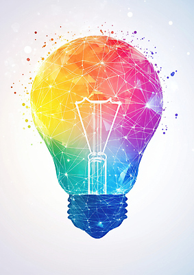 JPG 편집이미지 전구 아이디어 사람없음 빛 컬러풀 오브젝트 편집실사 AI컴퓨터그래픽 AI콘텐츠 컬러 컨셉 CG 파일형식