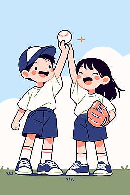 전신 구름 여자 남자 유니폼 일러스트 청소년 하늘 잔디 두명 반짝임 야구 잡기 야구글러브 야구공 열정 야구모자 십대만 일러캐릭터 AI파일 자연요소 식물 캐릭터 모자_잡화 옷 감정 공 모션 사람 구기 야구용품 글러브 파일형식 벡터