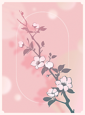 분홍색 일러스트 나뭇잎 그림자 사람없음 봄 나뭇가지 벚나무 감성 국내일러스트 AI파일 나무 계절 컬러 컨셉 잎 벚꽃 파일형식 벡터