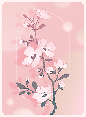 분홍색 일러스트 나뭇잎 그림자 사람없음 봄 나뭇가지 벚나무 감성 국내일러스트 AI파일 나무 계절 컬러 컨셉 잎 벚꽃 파일형식 벡터