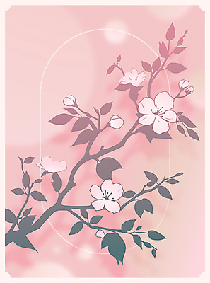 분홍색 일러스트 나뭇잎 그림자 사람없음 봄 나뭇가지 벚나무 감성 국내일러스트 AI파일 나무 계절 컬러 컨셉 잎 벚꽃 파일형식 벡터