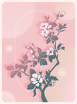 분홍색 일러스트 나뭇잎 그림자 사람없음 봄 나뭇가지 벚나무 감성 국내일러스트 AI파일 나무 계절 컬러 컨셉 잎 벚꽃 파일형식 벡터