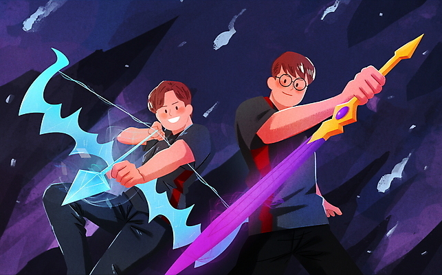 PSD 남자 무기 유니폼 일러스트 화살 들기 경기 성인 두명 칼 활 활쏘기 아이템 게임대회 컴퓨터게임 프로게이머 성인남자만 안경낌 e스포츠 국내일러스트 일러캐릭터 직업 캐릭터 옷 안경 스포츠 모션 사람 게임 대회 게이머 남자만 성인만 파일형식