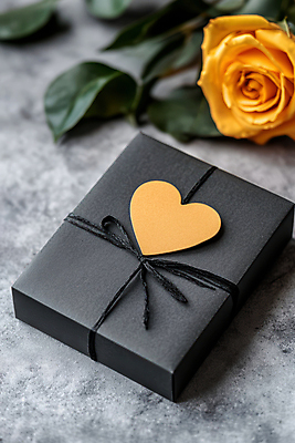 JPG 편집이미지 리본 잎 선물포장 사람없음 선물상자 장미 검은색 하트 감사 편집실사 AI포토 AI콘텐츠 모양 식물 꽃 감정 컬러 포장 선물 상자 CG 파일형식