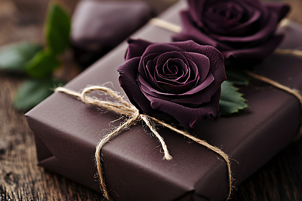 JPG 편집이미지 리본 잎 선물포장 사람없음 선물상자 장미 보라색 감사 나무탁자 편집실사 AI포토 AI콘텐츠 식물 꽃 감정 컬러 포장 탁자 선물 상자 CG 파일형식