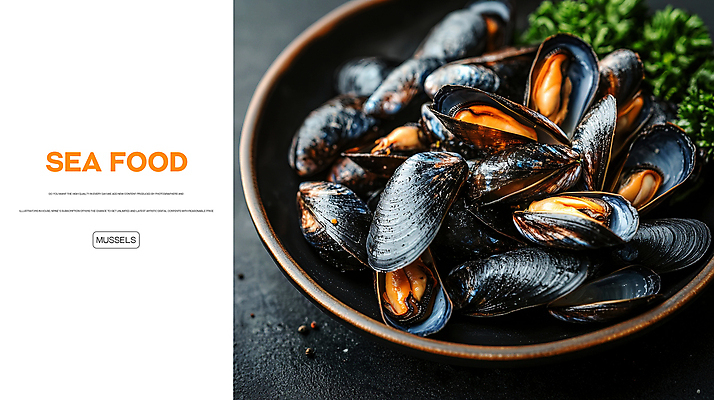 PSD 편집이미지 접시 파슬리 요리 사람없음 해산물 홍합 이미지편집 편집실사 식기 채소 어패류 CG 파일형식