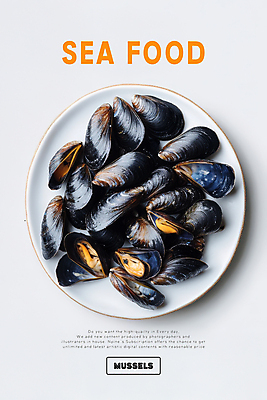 PSD 편집이미지 그릇 접시 요리 사람없음 해산물 홍합 이미지편집 편집실사 식기 어패류 CG 파일형식