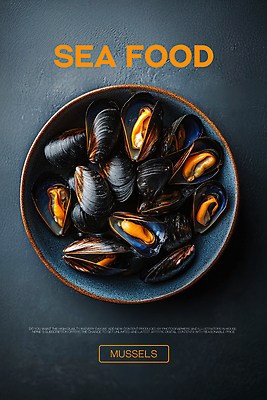 PSD 편집이미지 그릇 접시 요리 사람없음 검은색 해산물 홍합 이미지편집 편집실사 식기 컬러 어패류 CG 파일형식