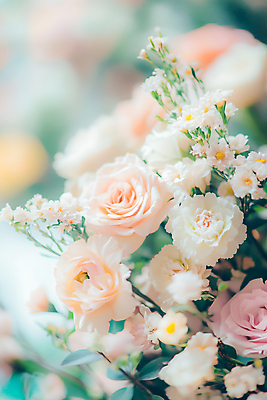 JPG 편집이미지 부케 나뭇잎 선물 사람없음 봄 로맨틱 빈티지 화사함 편집실사 AI포토 AI콘텐츠 계절 꽃다발 컨셉 잎 CG 파일형식