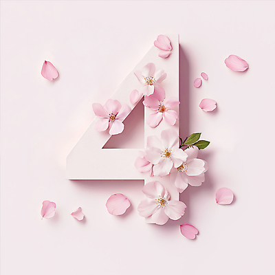 JPG 편집이미지 꽃잎 분홍색 잎 봄꽃 타이포그라피 사람없음 벚꽃 4 화사함 편집실사 AI컴퓨터그래픽 AI콘텐츠 식물 문자 꽃 컬러 컨셉 숫자 봄 CG 파일형식