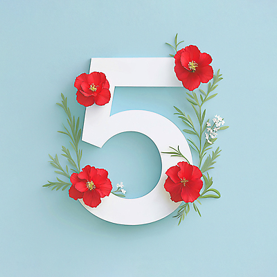 JPG 편집이미지 하늘색 잎 봄꽃 타이포그라피 사람없음 화사함 5 편집실사 AI컴퓨터그래픽 AI콘텐츠 식물 문자 꽃 컨셉 파란색 숫자 봄 CG 파일형식