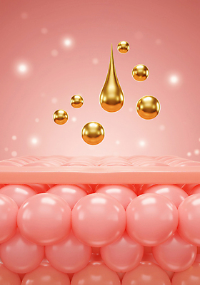 JPG 편집이미지 세포 사람없음 반짝임 물방울 디지털합성 피부관리 리프팅 콜라겐 탄력 피부층 편집실사 AI컴퓨터그래픽 AI콘텐츠 모션 뷰티 피부 CG 단백질 파일형식